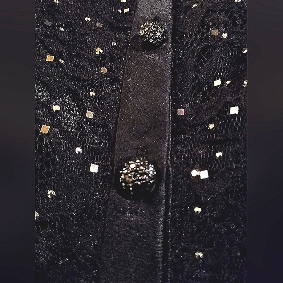 WOW! St John Evening 6 4 Black Hundreds Swarovski Crystals & Buttons Skirt Suit - Picture 5 of 13